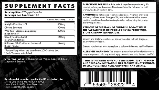 Brutal Force RadBulk Ingredients